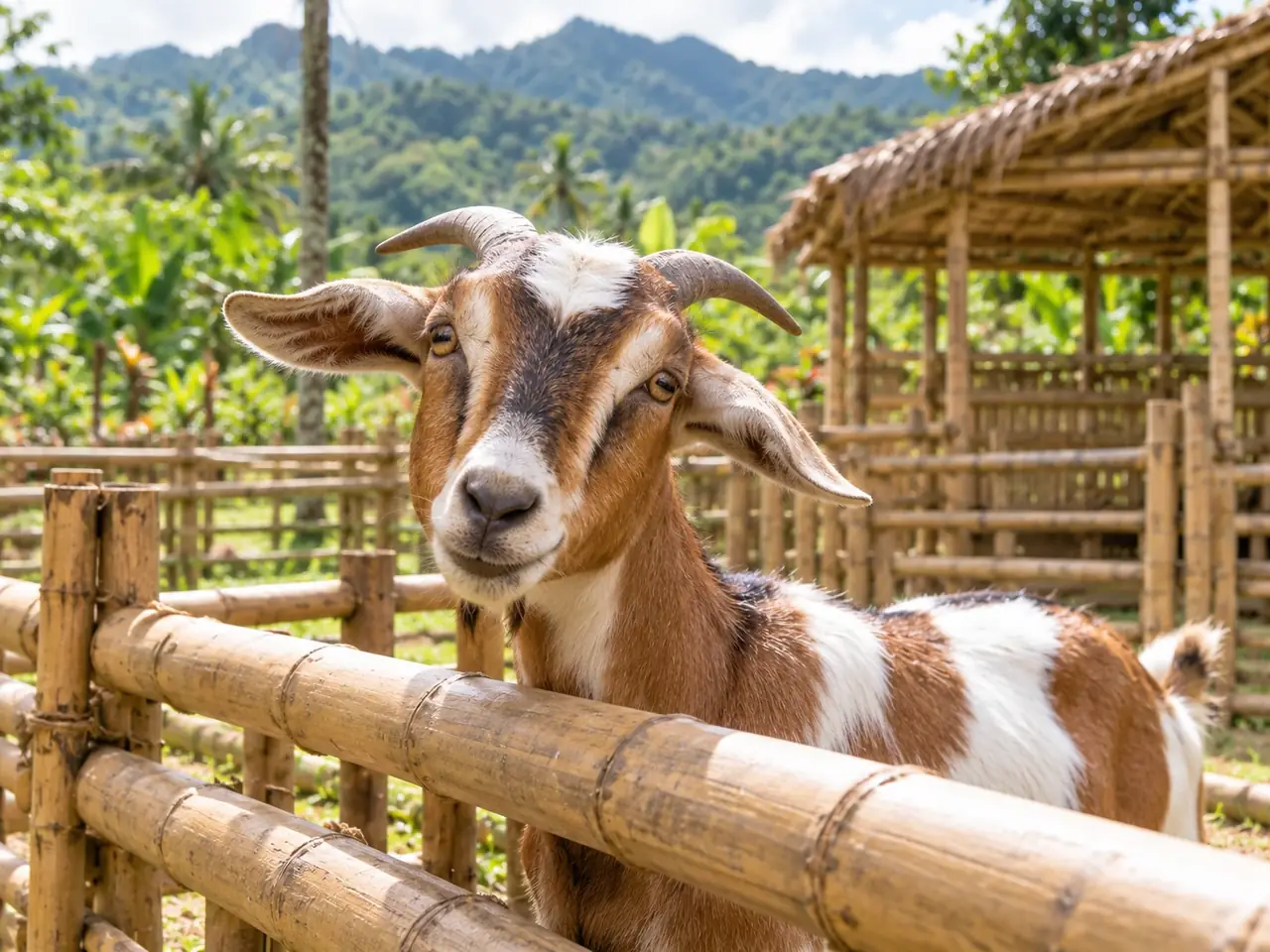A friendly goat at the paddock fence