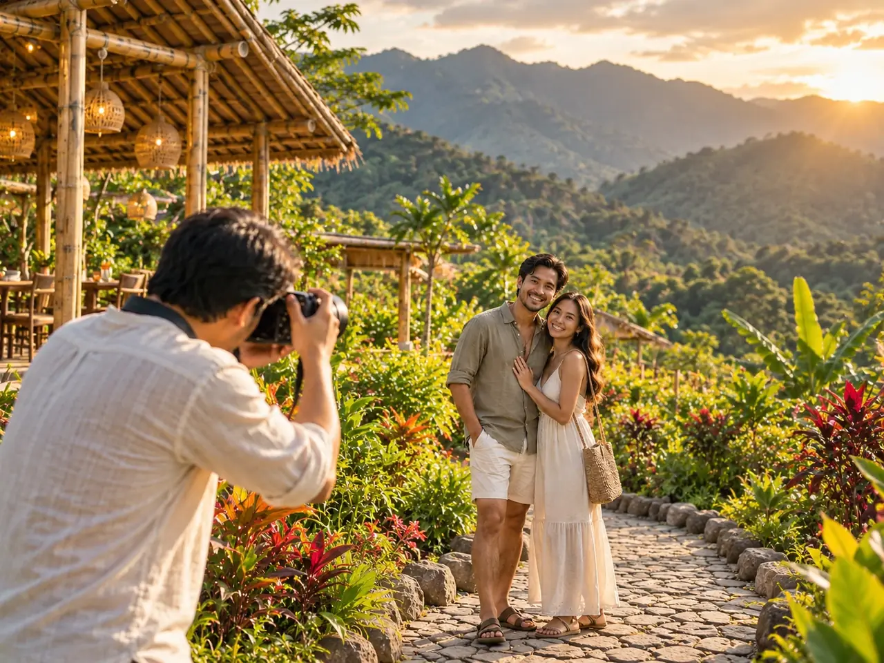 A golden-hour portrait in the gardens